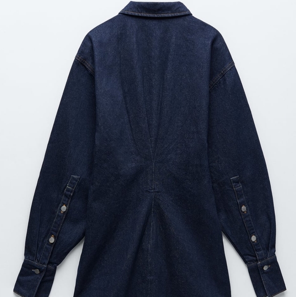 NWT ZARA | Denim Mini Dress Dark Indigo - Picture 8 of 11
